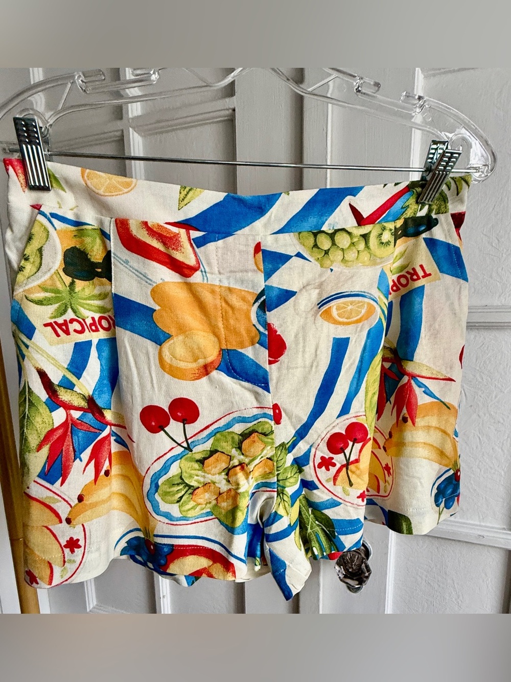 Tropical Print Two Piece Linen Blend Top & Shorts Set Size Large - Picture 4 of 7